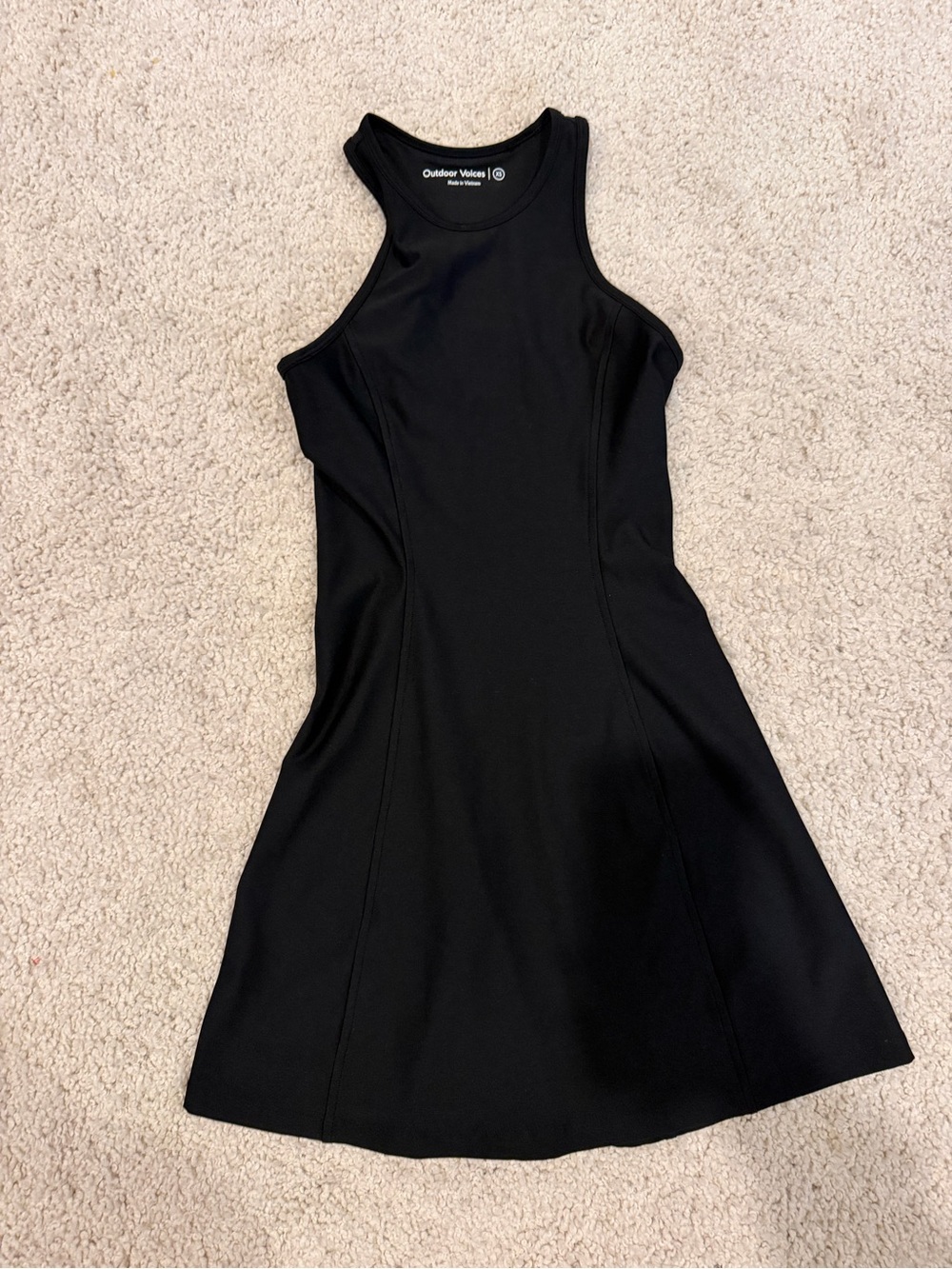 Outdoor Voices Black High-Neck Racerback Mini Dress